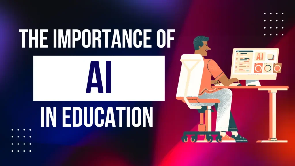 A student is sitting on a chair in front of computer and studying the importance of ai